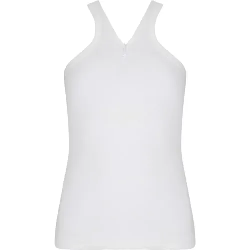 Ribbed Tank Top with Zipper , female, Sizes: M, S - Courrèges - Modalova