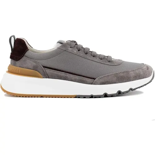 Fumo_amarone_grigio Chiaro Men`s Sneakers , male, Sizes: 7 1/2 UK - BRUNELLO CUCINELLI - Modalova