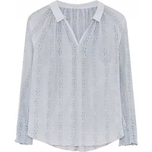 Feminine Bluse mit V-Ausschnitt und Smock-Manschetten - Gustav - Modalova