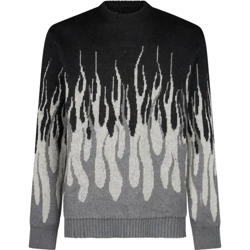 Flammen Jacquard Pullover Schwarz/Grau - VISION OF SUPER - Modalova