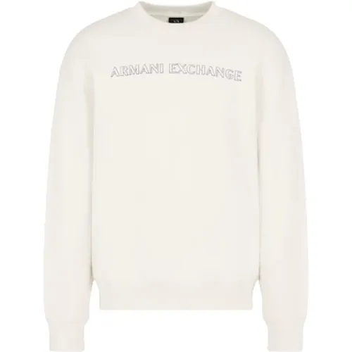 Weiße Sweatshirt mit Logo-Druck , Herren, Größe: M - Armani Exchange - Modalova