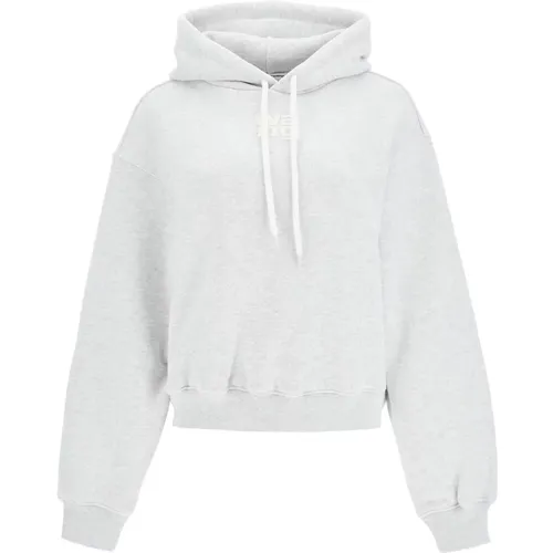 Geprägtes Logo Boxy Hoodie Sweatshirt , Damen, Größe: XS - alexander wang - Modalova