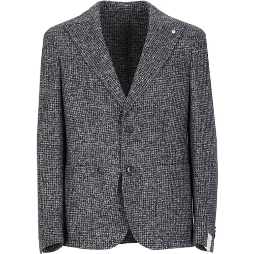 Blaue Wollseidenjacke Peak Revers , Herren, Größe: 2XL - Lubiam - Modalova