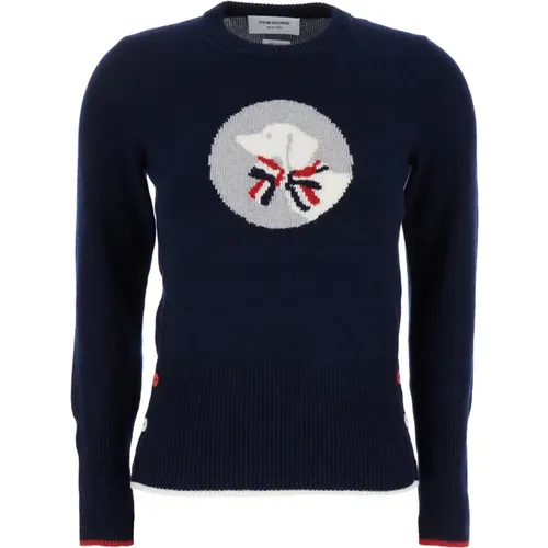 Intarsia Crewneck Merinowolle Pullover - Thom Browne - Modalova