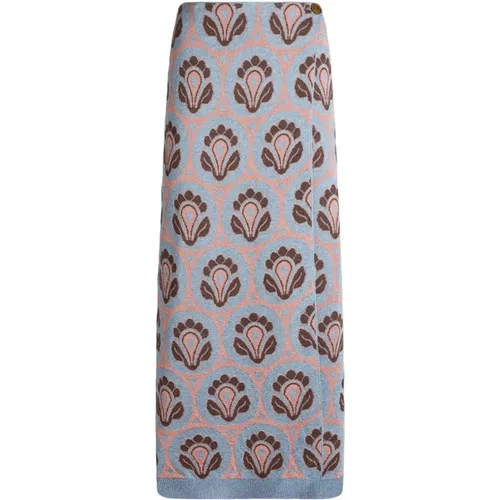 Clear Blue Jacquard Knit Wrap Skirt , female, Sizes: S, XS - ETRO - Modalova