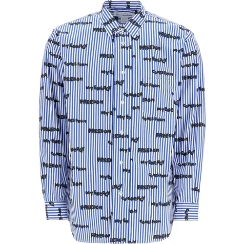 Striped Printed Shirt with Lettering , male, Sizes: M, XL, L - Comme des Garçons - Modalova