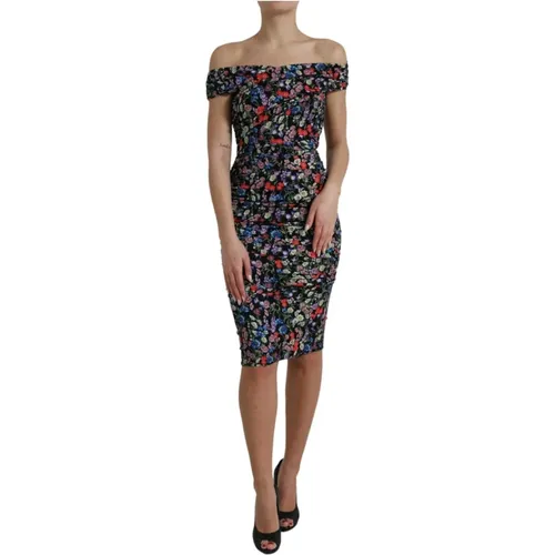 Floral Off Shoulder Sheath Dress , female, Sizes: XS - Dolce & Gabbana - Modalova