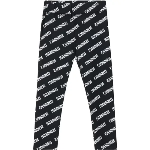 Schwarze Logo Leggings Fendi - Fendi - Modalova