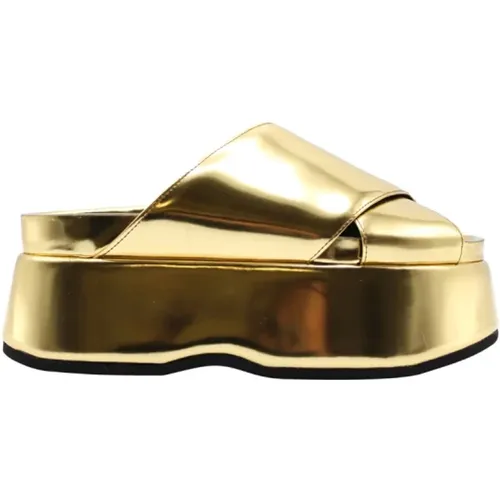 Gold Leather Platform Sandal , female, Sizes: 1 UK - Junya Watanabe - Modalova