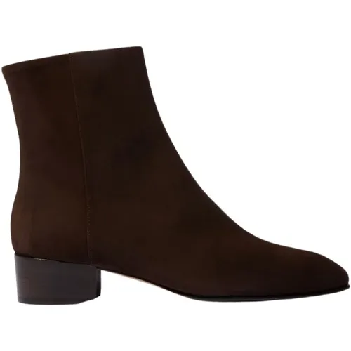 Dunkelbraune Wildleder Stiefeletten , Damen, Größe: 37 1/2 EU - Scarosso - Modalova