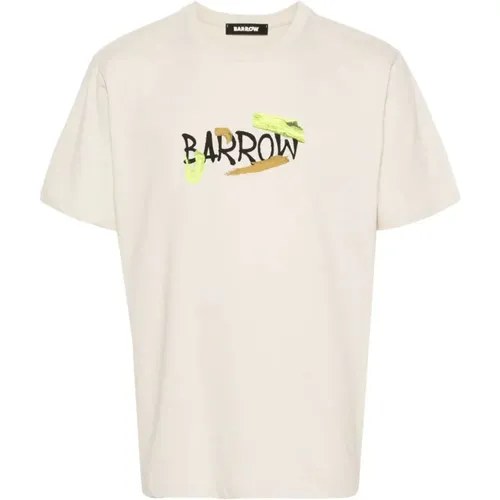 Baumwoll-T-Shirt mit Logo-Print , Herren, Größe: XL - Barrow - Modalova