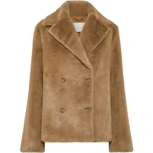 Double-breasted faux fur coat for a contemporary look , female, Sizes: XS, M - Seventy - Modalova