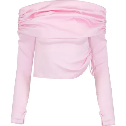 Schicker Rosa Off-Shoulder Gerüschter Top , Damen, Größe: S - JAAF - Modalova