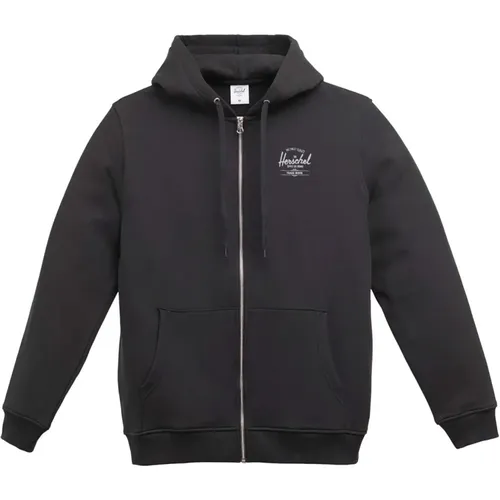 Basic Zip Hoodie Herren Schwarz Baumwolle , Herren, Größe: M - Herschel - Modalova