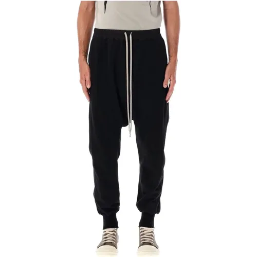 Schwarze Gefangenen Kordelzug Drop-Crotch Hose , Herren, Größe: S - Rick Owens - Modalova