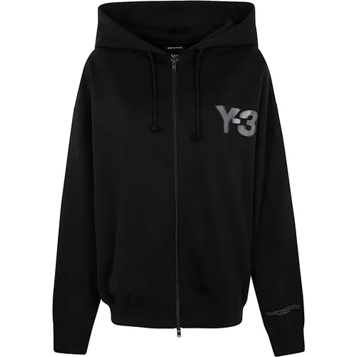 Schwarzer Logo Zip Hoodie , Damen, Größe: M - Y-3 - Modalova