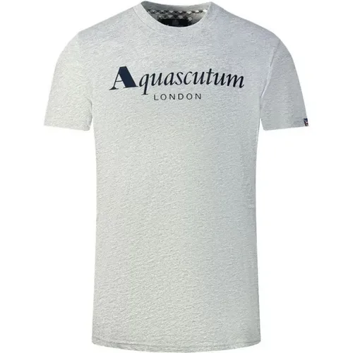 Baumwoll-T-Shirt mit Union Jack Flagge , Herren, Größe: S - Aquascutum - Modalova