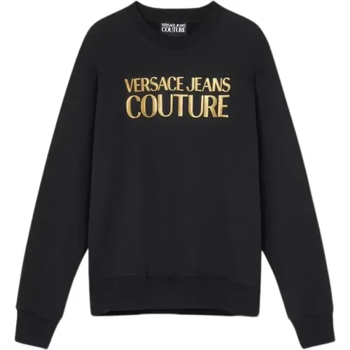 Schwarzer Gold Gebürsteter Pullover , Herren, Größe: XS - Versace Jeans Couture - Modalova