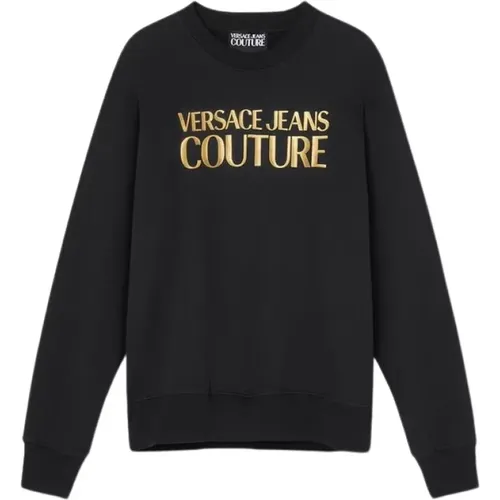 Schwarzer Gold Gebürsteter Pullover - Versace Jeans Couture - Modalova