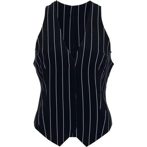 Blue Pinstriped Vest Sweater , female, Sizes: XS, S - Norma Kamali - Modalova