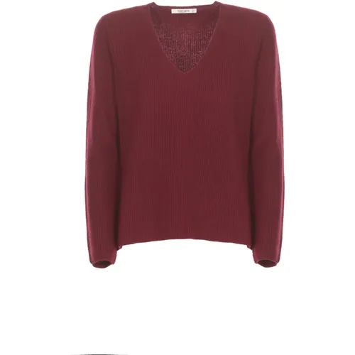 Kaschmir V-Ausschnitt Pullover Bordeaux - Kangra - Modalova