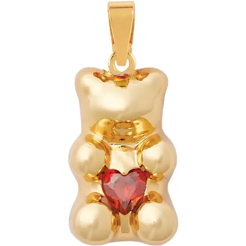 Nostalgia Bear Pendant Heart Gold , female, Sizes: ONE SIZE - Crystal Haze - Modalova