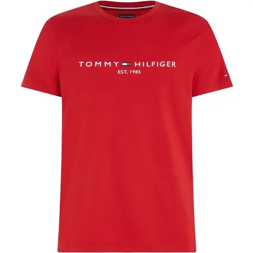 Rote T-Shirts , Herren, Größe: S - Tommy Hilfiger - Modalova