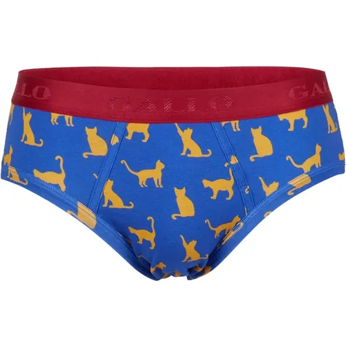 Blaue Baumwollslips mit Katzenmotiv , Herren, Größe: L - Gallo - Modalova