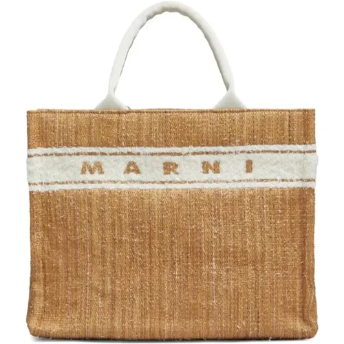 Raffia East/West Tote Bag , female, Sizes: ONE SIZE - Marni - Modalova