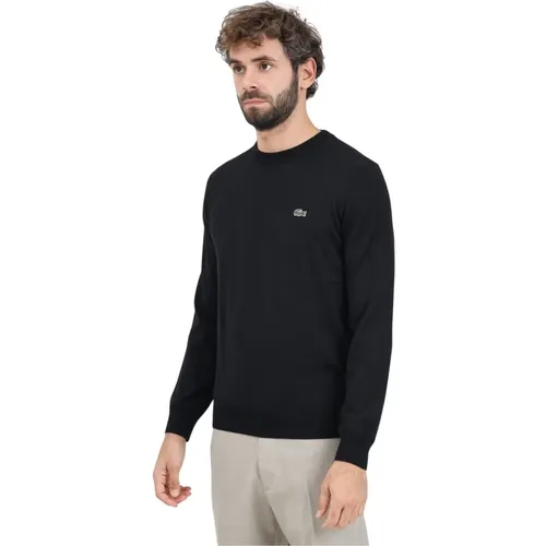 Schwarzer Rundhalspullover Essentielles Minimalistisches Design , Herren, Größe: XL - Lacoste - Modalova