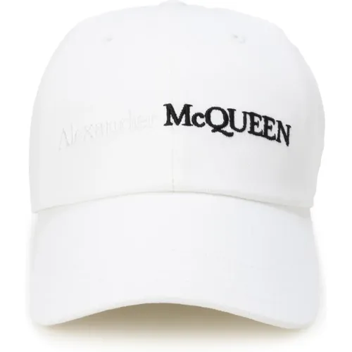 Weiße Logo Bestickte Baumwoll-Baseballkappe , Herren, Größe: L - alexander mcqueen - Modalova