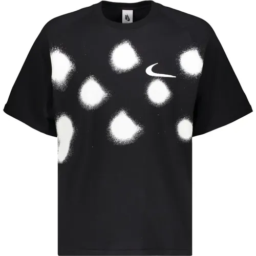 Kurzarm T-Shirt mit Spray-Print , Herren, Größe: L - Off White - Modalova