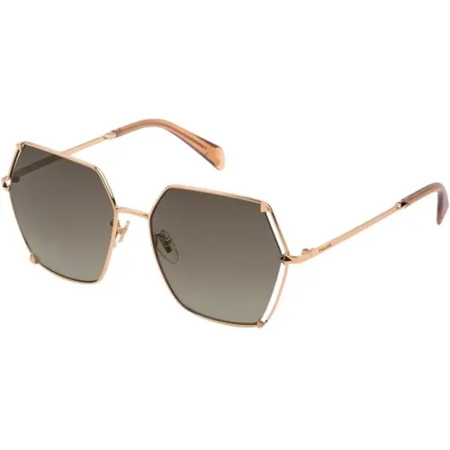 Rosa Metall Sonnenbrille für Frauen , Damen, Größe: 60 MM - Police - Modalova