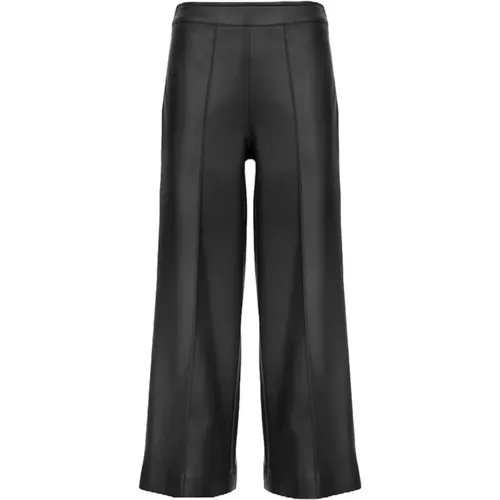 Schwarze Crop Leder Palazzo Hose , Damen, Größe: M - Jijil - Modalova