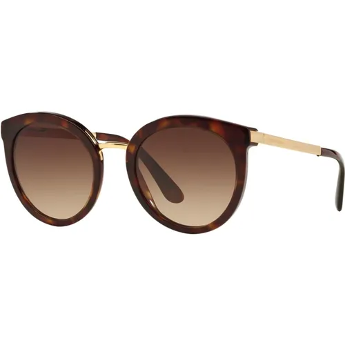 Dunkle Havana Sonnenbrille , Damen, Größe: 52 MM - Dolce & Gabbana - Modalova