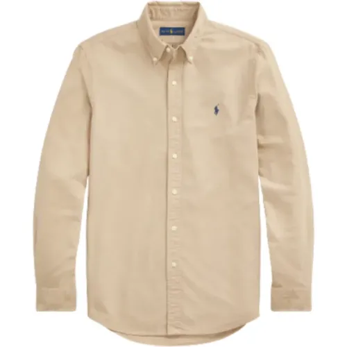 Fitted Ecru Shirt - Size M, Color: Surrey Tan , male, Sizes: L, M, 2XL, XL, S - Ralph Lauren - Modalova