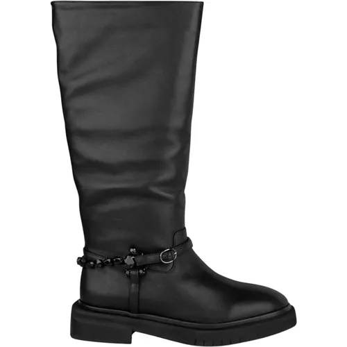 Round Toe Leather Boots , female, Sizes: 8 UK, 7 UK, 5 UK, 2 UK, 4 UK, 6 UK, 3 UK - Alma en Pena - Modalova
