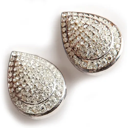Pre-owned teardrop Crystals clip on earrings , female, Sizes: ONE SIZE - Dior Vintage - Modalova
