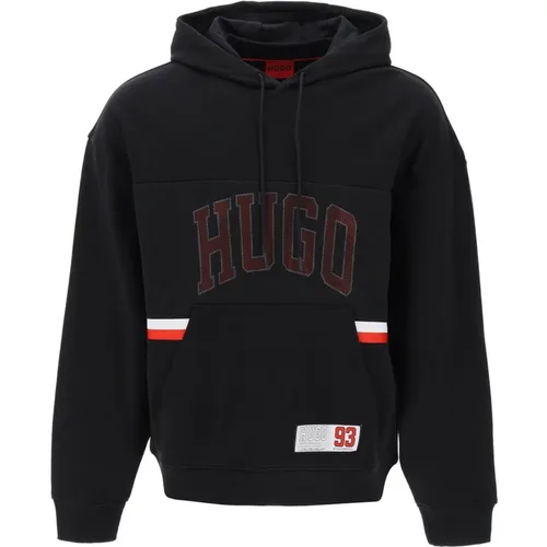 Hugo relaxed fit hoodie sweatshirt with , male, Sizes: M, L, 2XL, XL, S - Hugo Boss - Modalova