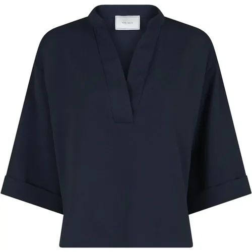 Crepe Blouse with Wide Box Sleeves , female, Sizes: L, S, XS, M - NEO NOIR - Modalova