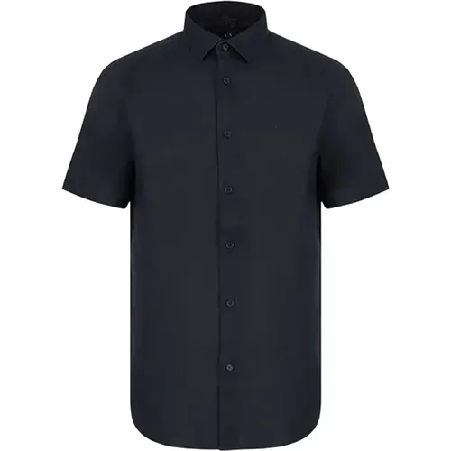 Kurzarm Dunkelblaue Hemden , Herren, Größe: XL - Armani Exchange - Modalova