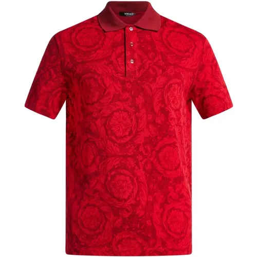 Barocco Print Polo Shirt Cotton , male, Sizes: S, 2XL - Versace - Modalova