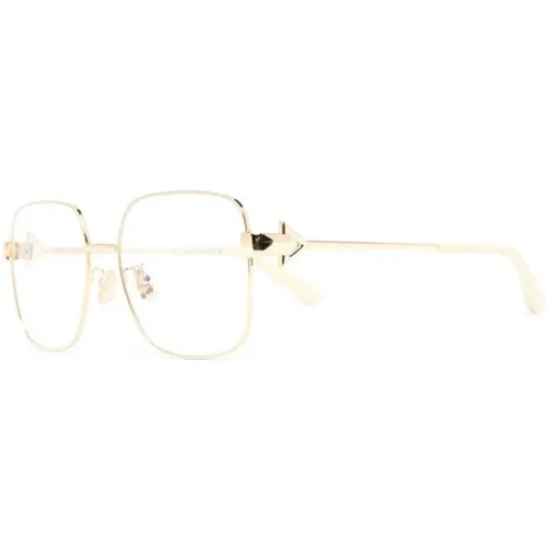 Goldene Optische Brille Stilvoll und vielseitig , Damen, Größe: 56 MM - Bottega Veneta - Modalova