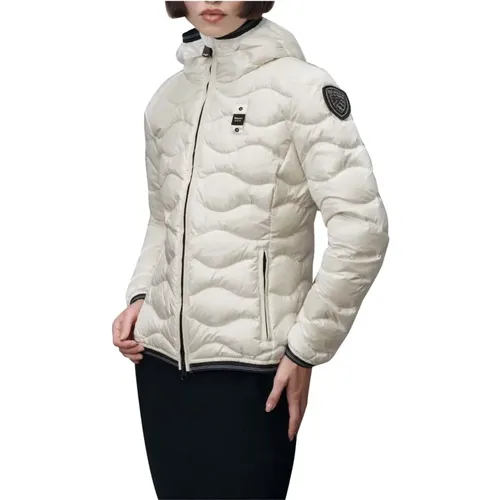 Hooded Wave Puffer Coat , female, Sizes: S, M - Blauer - Modalova