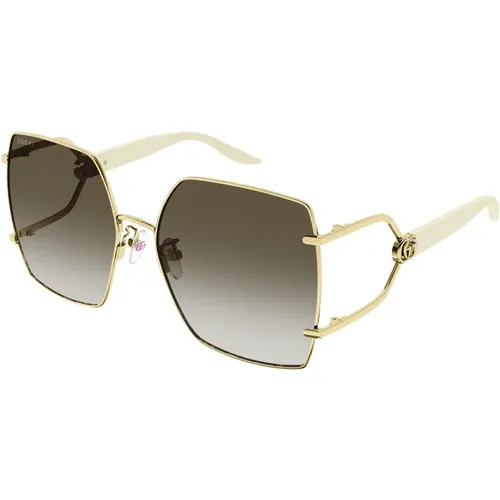 Gold/Brown Shaded Sunglasses , female, Sizes: 62 MM - Gucci - Modalova