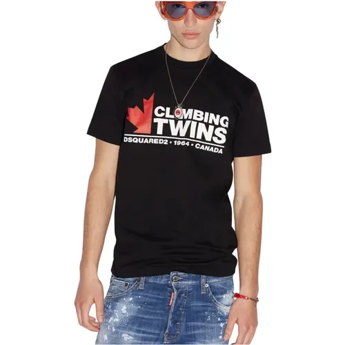 Cool T Logo Baumwoll T-Shirt für Männer , Herren, Größe: M - Dsquared2 - Modalova