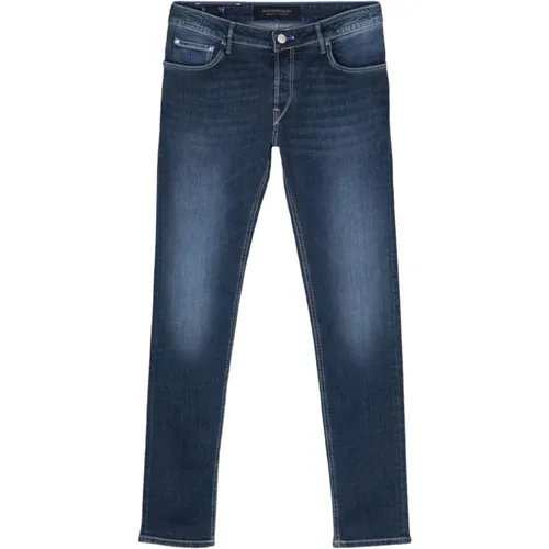 Slim Cut Indigo Denim Jeans , Herren, Größe: W37 - Hand Picked - Modalova