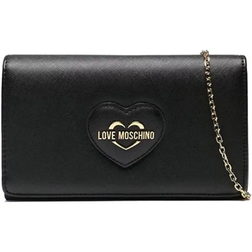 Heart Clutch Bag with Gold Logo , female, Sizes: ONE SIZE - Love Moschino - Modalova