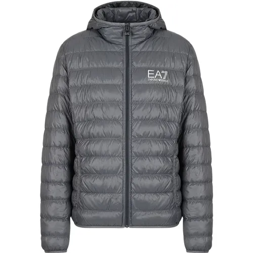 Packable Core Identity Hooded Coat , male, Sizes: XL, L, M - Emporio Armani EA7 - Modalova