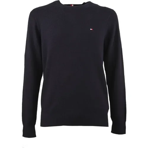 Blauer Strickpullover mit verflochtenem Muster , Herren, Größe: L - Tommy Hilfiger - Modalova